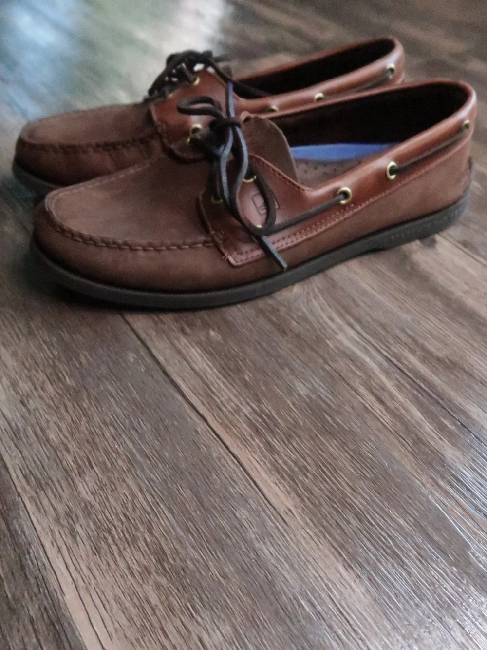 Sperry Men's Brown Leather Moc Toe Boat Shoes